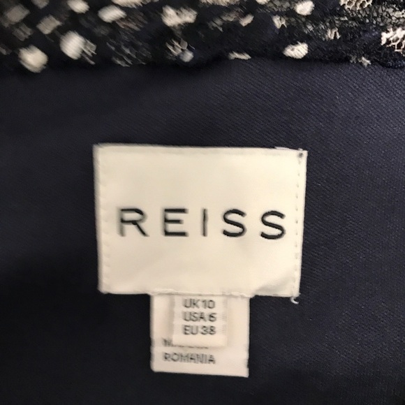 Reiss Amadeus Dress in Navy & White Print - Picture 6 of 9